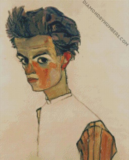 egon schiele self portrait with striped ed shirt diamond paintings