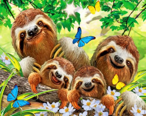 Sloths Family Piant by numbers