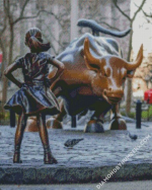 fearless girl bull sculpture diamond painting