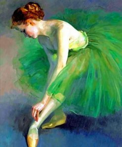 Aesthhetic Green Ballerina Paint by numbers