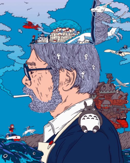 Hayao Miyazaki illustration Piant by numbers