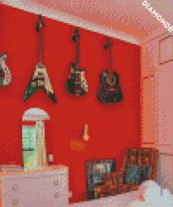 instruments in bed room diamond painting