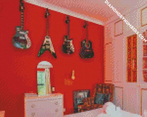 instruments in bed room diamond painting