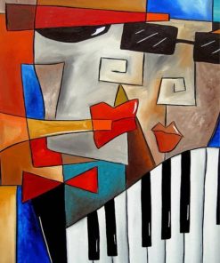 Piano Faces Cubist paint by numbers