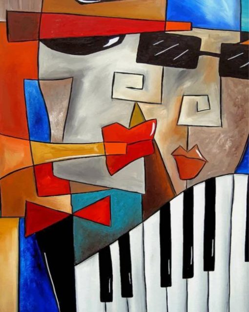 Piano Faces Cubist paint by numbers