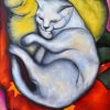 Sleepy White Cat paint by numbers