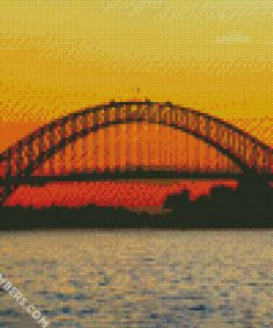 sydney harbour bridge silhouette Sunset diamond painting
