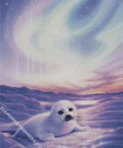 white polar seal diamond painting