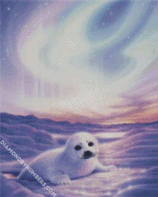 white polar seal diamond painting