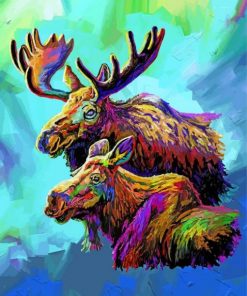 Colorful Moose And Baby