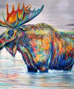 Colorful-Moose-In-Pond-paint-by-number