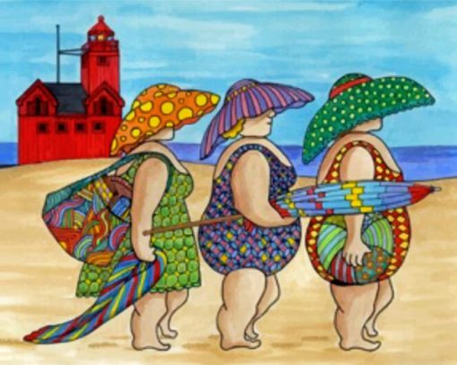 Fat-Ladies-In-The-Beach-paint-by-numbers