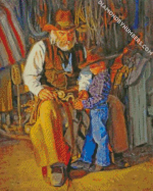 cowboy and his grandfather diamond painting