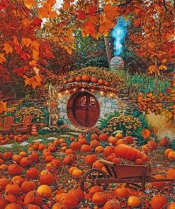 hobbit-hole-and-pumpkines-paint-by-numbers