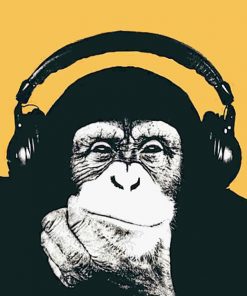 Monkey Headphones Illustration