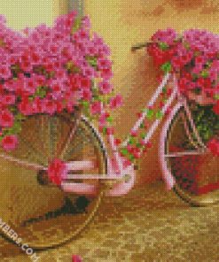pink bicycle with flowers diamond painting