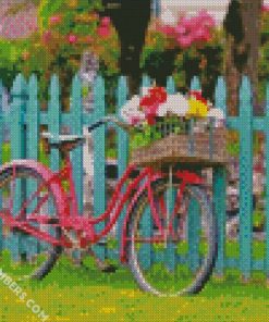 red bicycle with flowers diamond paintings