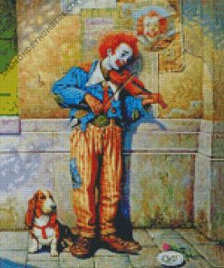 sad clown with his only friend diamond painting
