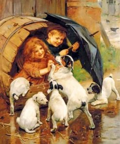 siblings-playing-with-dogs-arthur-j-elsley-paint-by-numbers