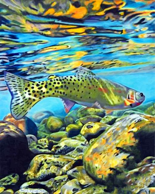 Cool Trout Fish - 5D Diamond Painting - DiamondByNumbers - Diamond