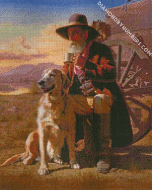western old man and his dog diamond paintings