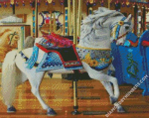 white carousel horse diamond paintings
