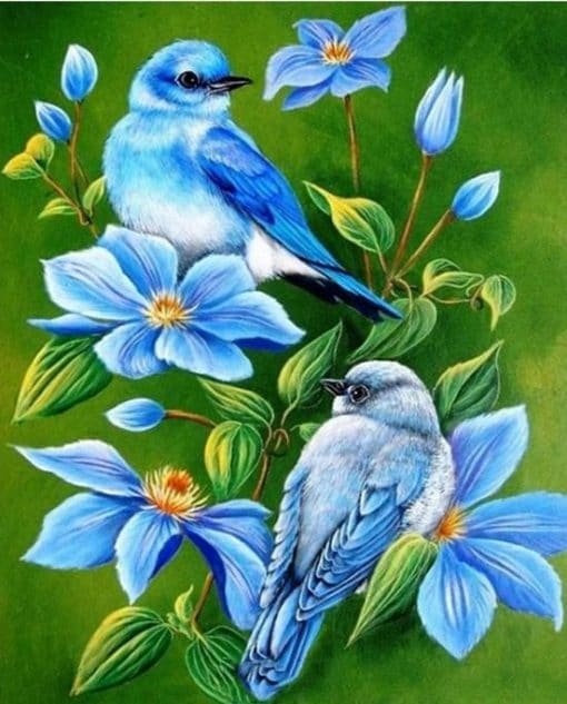 Blue Birds And Flowers diamond painting