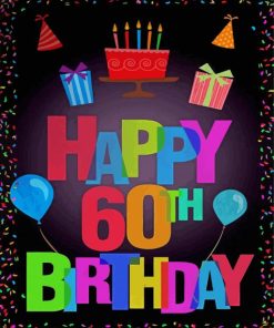 60th Birthday Illustration Diamond by numbers