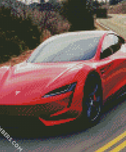 Red Tesla paint by numbers