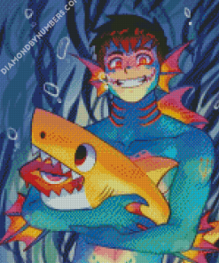 Baby Shark And Merman paint by numbers