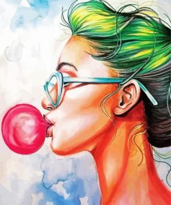 Bubble Gum Lady paint by numbers