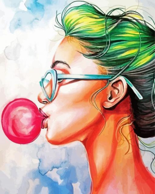 Bubble Gum Lady paint by numbers