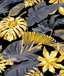 Gold Tropical Leaves diamond painting