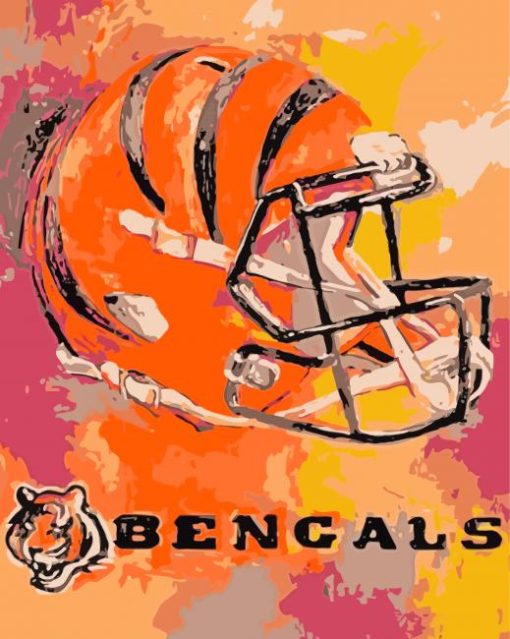 Abstract Cincinnati Bengals Team Helmet Diamond by numbers