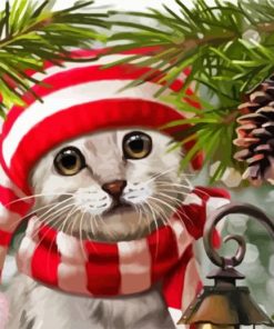 Cute Christmas Cat paint by numbers