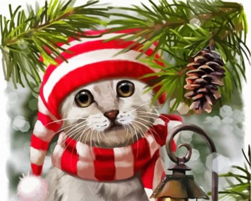 Cute Christmas Cat paint by numbers
