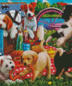 Dogs Picnic In The Park diamond painting