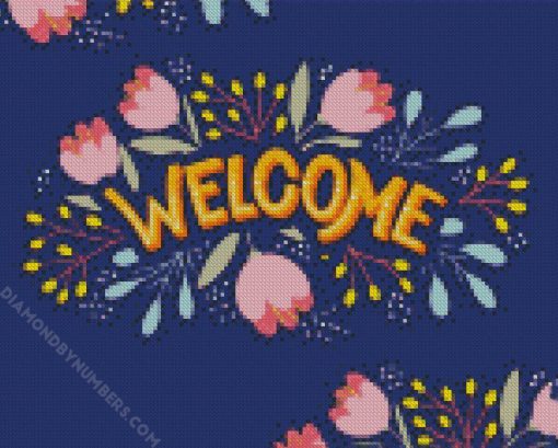 Floral Welcome Sign diamond painting