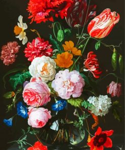 Flowers In A Glass Vase With Fruit diamond paintings