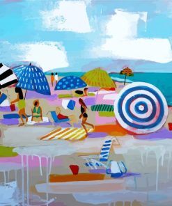 Ladies With Parasols On Th Beach diamond painting