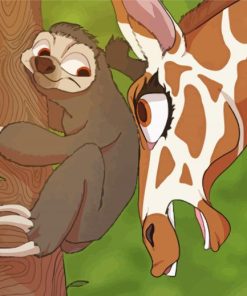 Cuute Sloth And Giraffe diamond painting