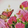 Aesthetic Pink Roses With Butterflies Diamond Painting