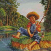 Happy Boy Fishing diamond paintings