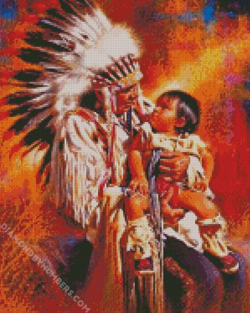 Indian Chief And Child diamond paintings