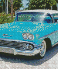 Blue 1958 Chevy Bel Air diamond painting