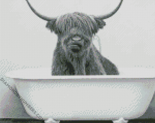 Monochrome Cow In Bathub c