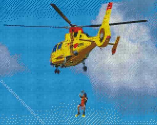 Yellow Medical helicopter diamond paintings