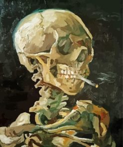 Van Gogh Skeleton Smoking Cigarette Diamond Painting