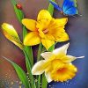 Yellow Flowers and Blue Butterfly diamond painting