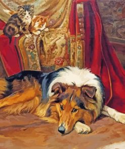 Collie With Kittens diamond painting
